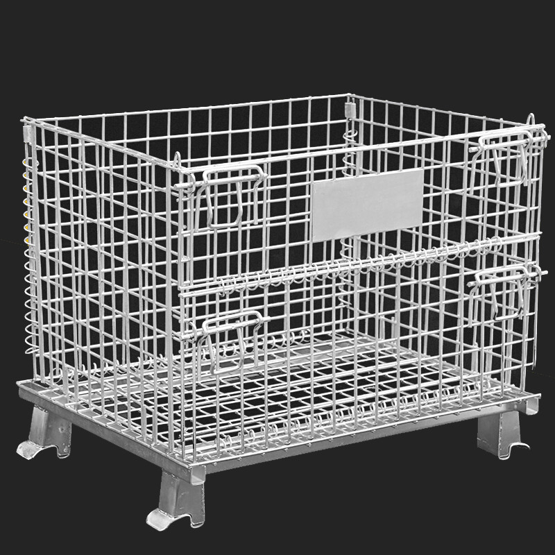 Galvanized Wire Mesh Cages , Collapsible Stacking Metal Storage Cage Anticorrosion