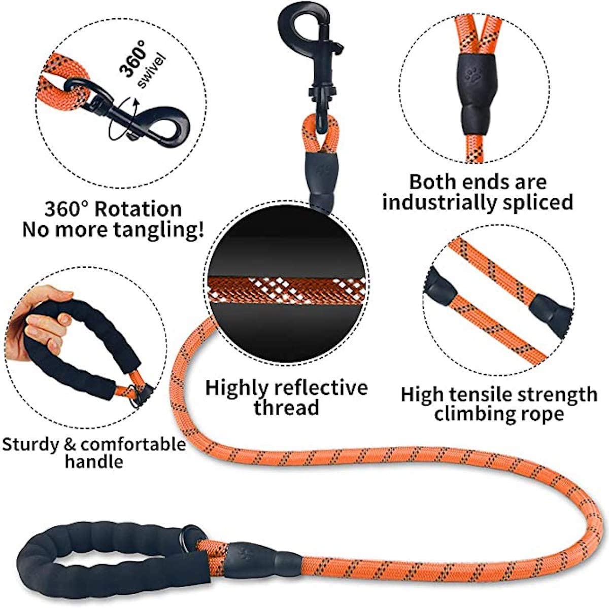 5/6 Ft Dog Rope Leash Strong For Small Medium And Large Dogs