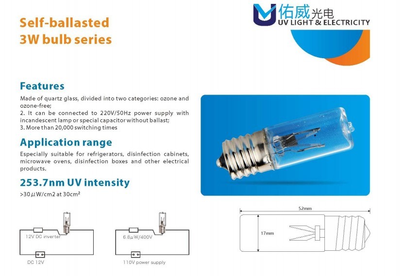 E14 52mm UVC Ozone Bulb Germicidal Machine UV Disinfection Light Bulb