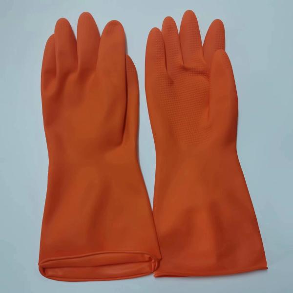 30cm Industrial Latex Household Glove Chemical Resistance Thickening Orange