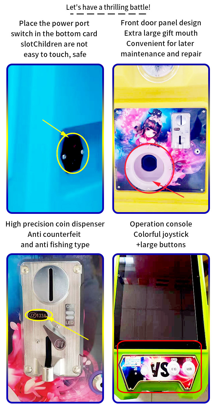 Blue Coin-Operated Amusement Machine Two Person Arcade Fishing Joystick Game Console
