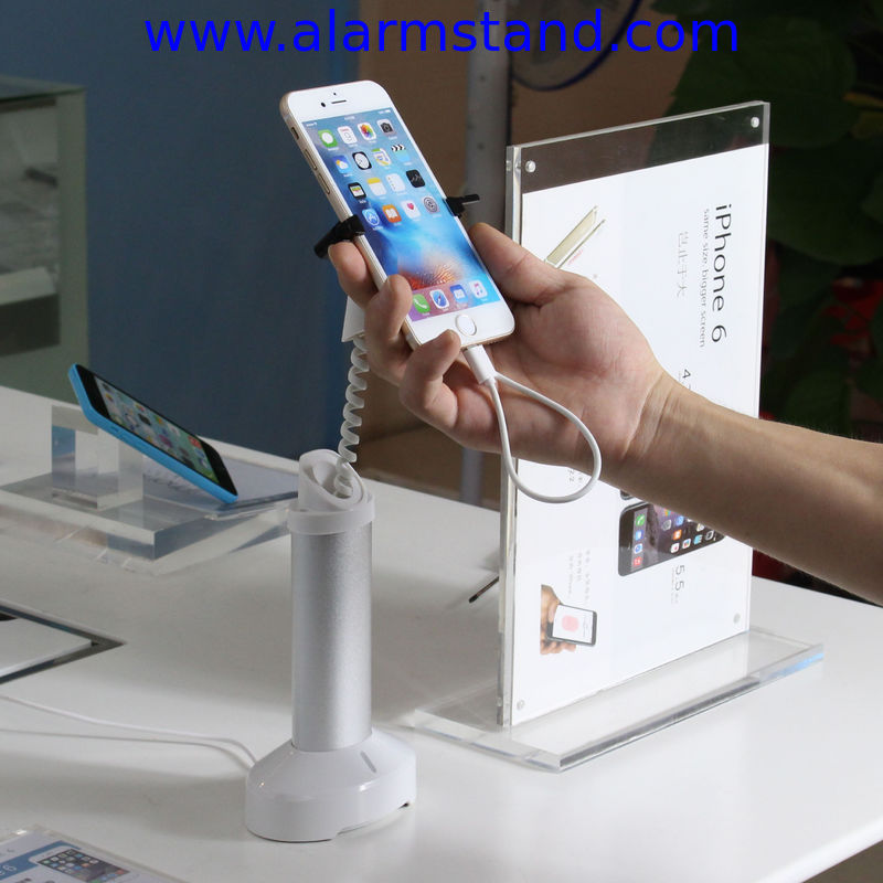 COMER Popular style Security cell phone counter stands with alarm clip locking holders for phone