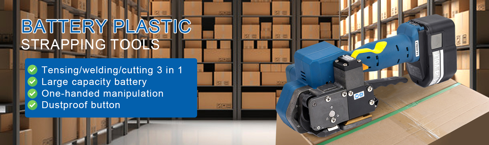 Portable Battery Powered Plastic Strapping Tool for Paper Wood Stone and Carton Packing