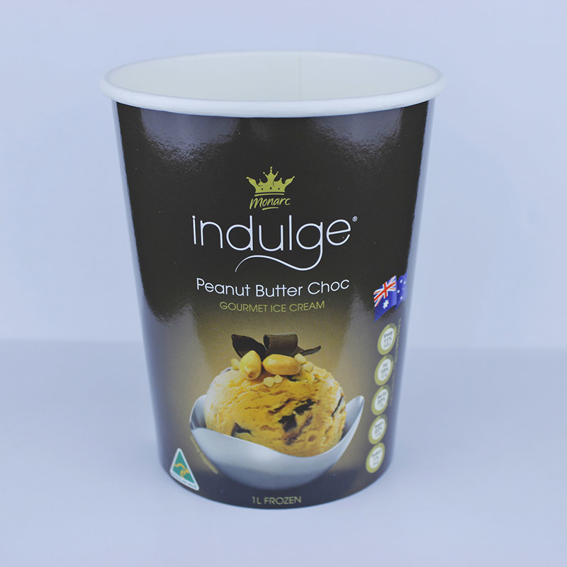 34oz Recycled Ice Cream Cups , Printed 1000ml Ice Cream Takeaway Containers With Lid