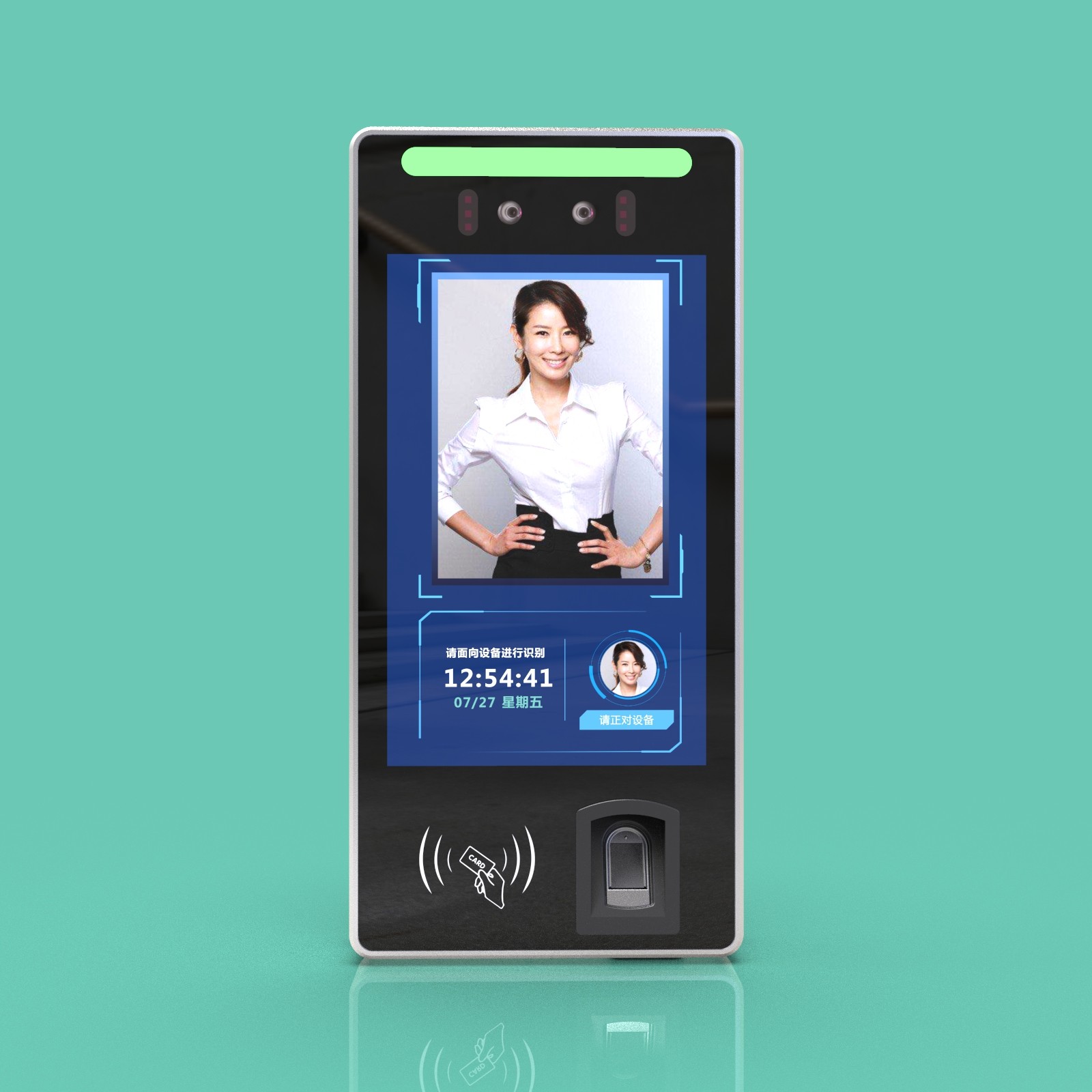 JP1817 Wall-Mounted Face Recognition and Fingerprint Access Control Device with a resolution of 800×1280 for clear image display