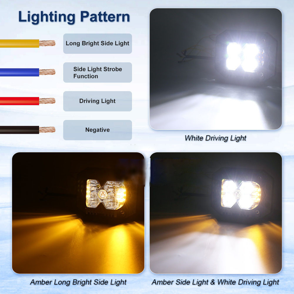 3500LM Cube Side Shooter Led Pods Vehicle LED Work Lights 12V 6500K