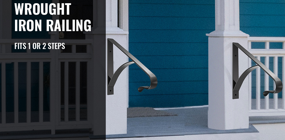 1 or 2 Steps Railing Iron Outdoor Handrail Bracket for Steel Stairway Support Hardware
