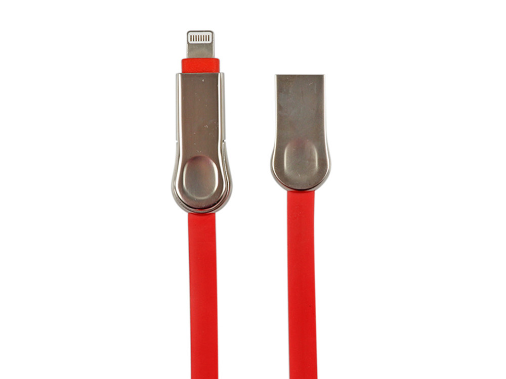 Android Zinc Alloy USB Extension Cable Metal Head Flat 3D For IPhone TPE