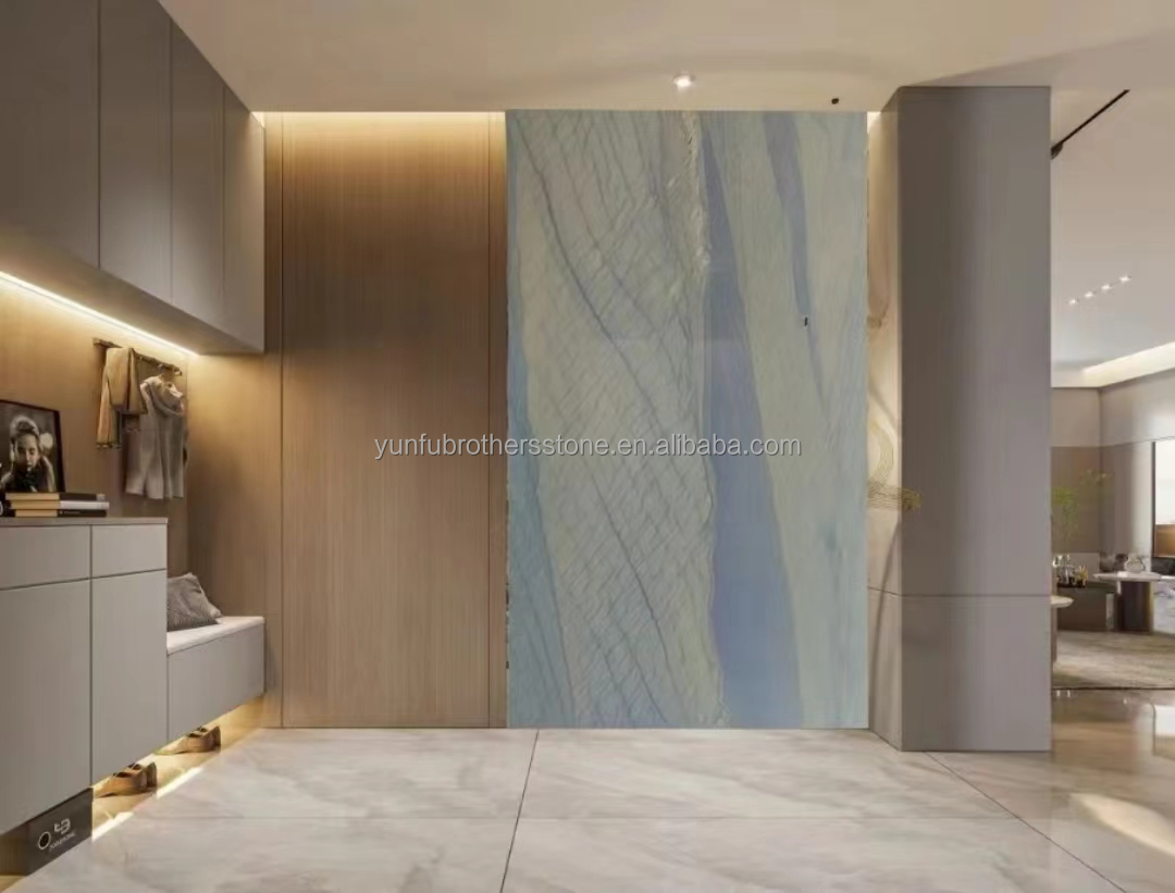 Directly Sell Honed Azul Imperial Slab Blue Sky Quartzite Grand Skylight Marble Tile