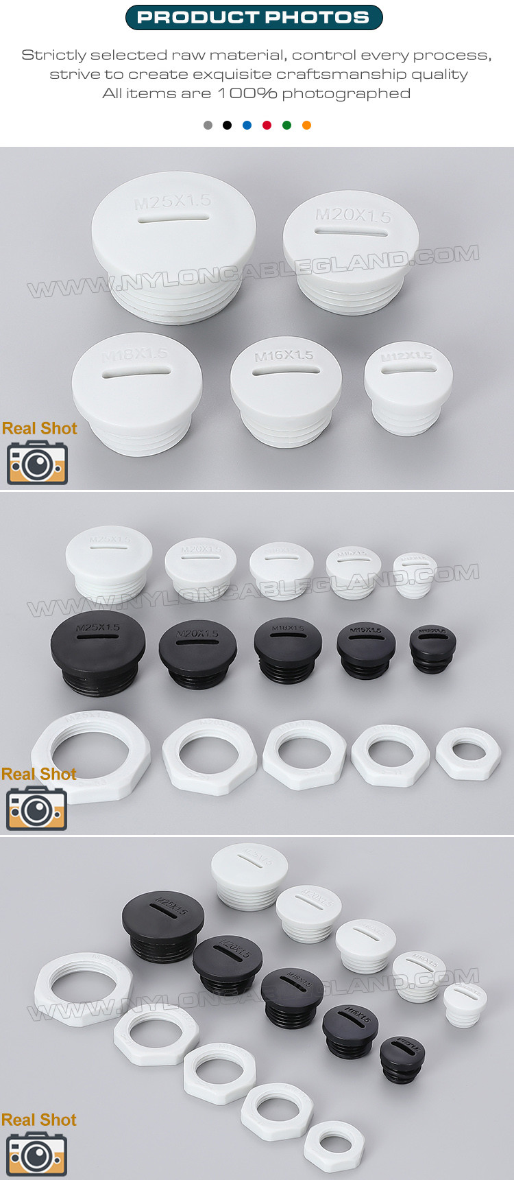 Blind Plugs Plastic PG Type Gray or Black IP54/IP68, Round Blanking Plugs (Stopping Plugs) Nylon PG7~PG48 Thread for Sealing Holes
