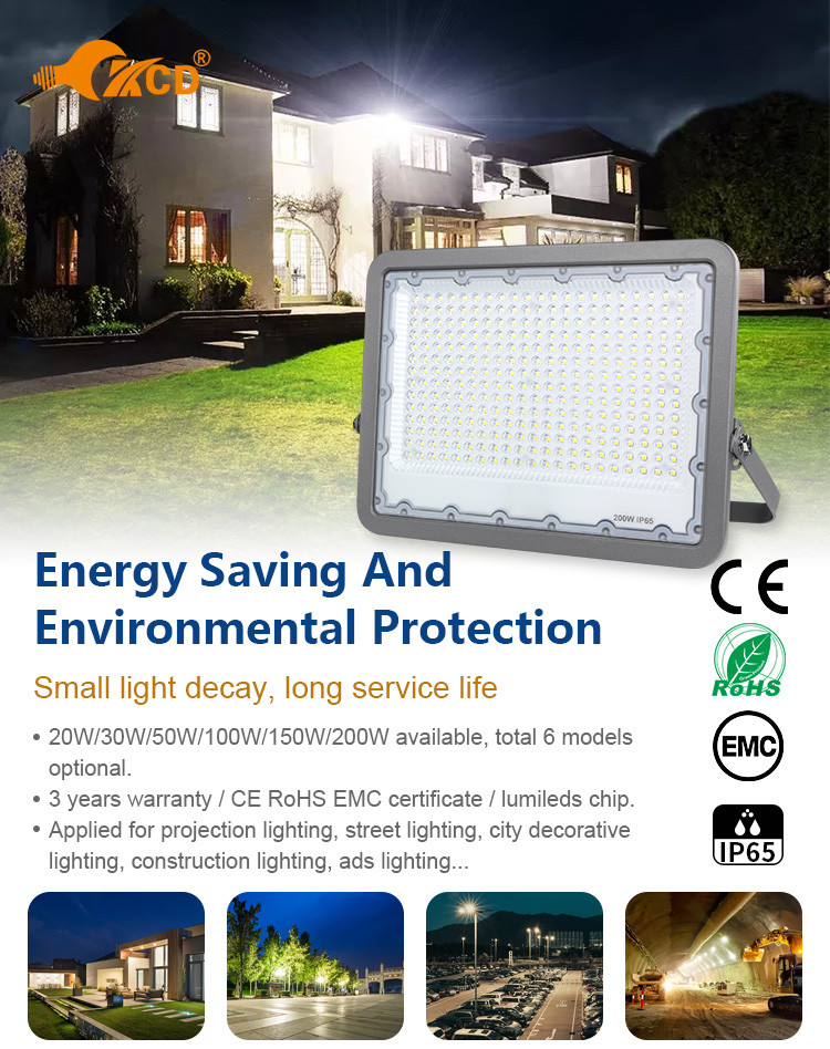 Stadium Slim 200w LED Flood Light SMD Water Resistant Rectangular Beam
