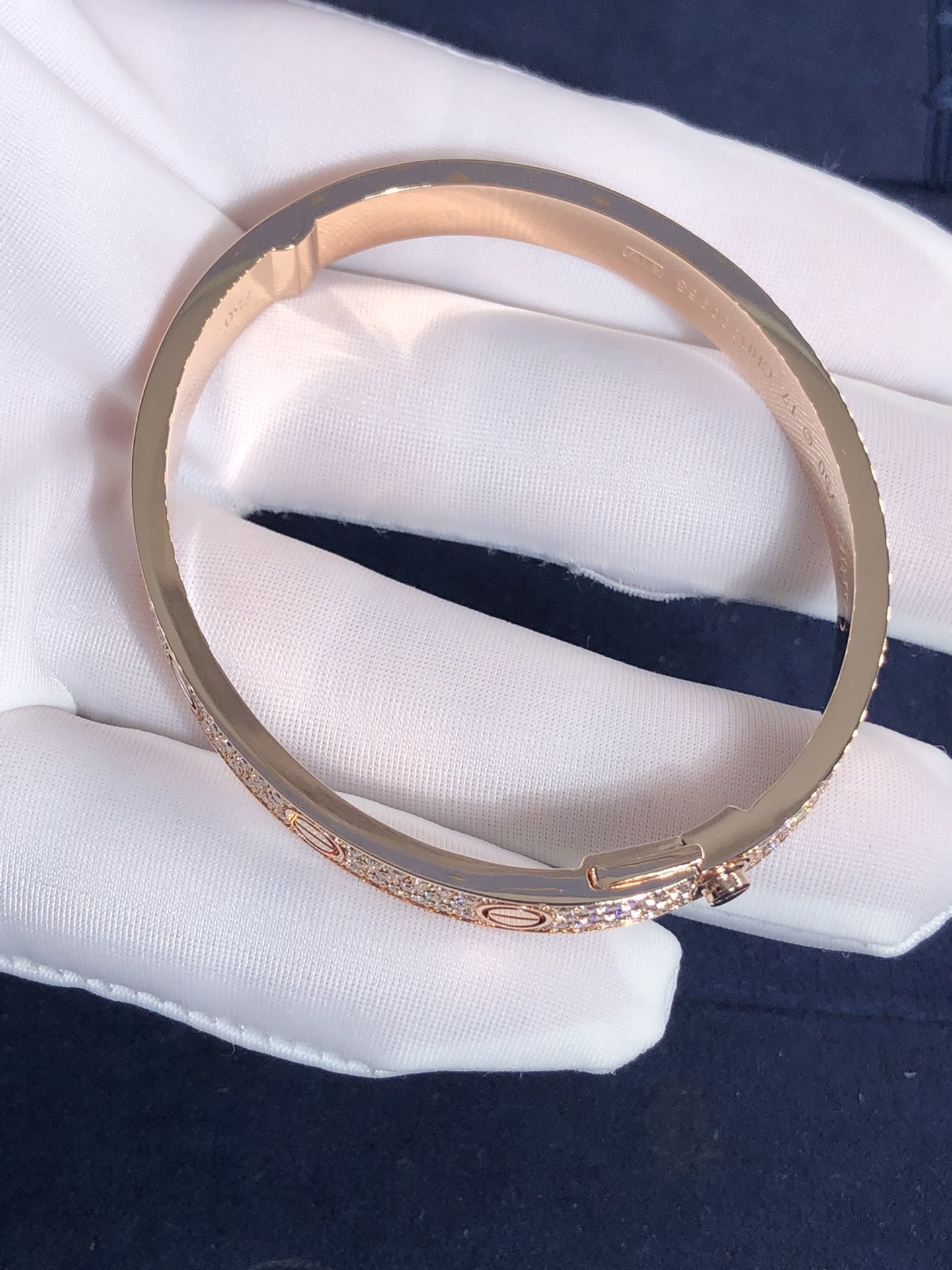 Elegant Gorgeous Factory Made Car Tier 18k Yellow/White/Rose Gold And Natural Diamonds LOVE Bracelet, Diamond-Paved