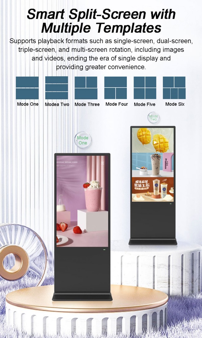 4K Ultra HD Resolution Indoor Vertical LCD Advertising Display Digital Signage Totem Equipped With 8 Array Mic