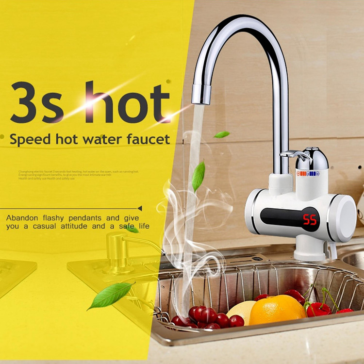 Deck Mounted Electric Hot Water Tap Instant 2-3L/Min 3KW For Kitchen
