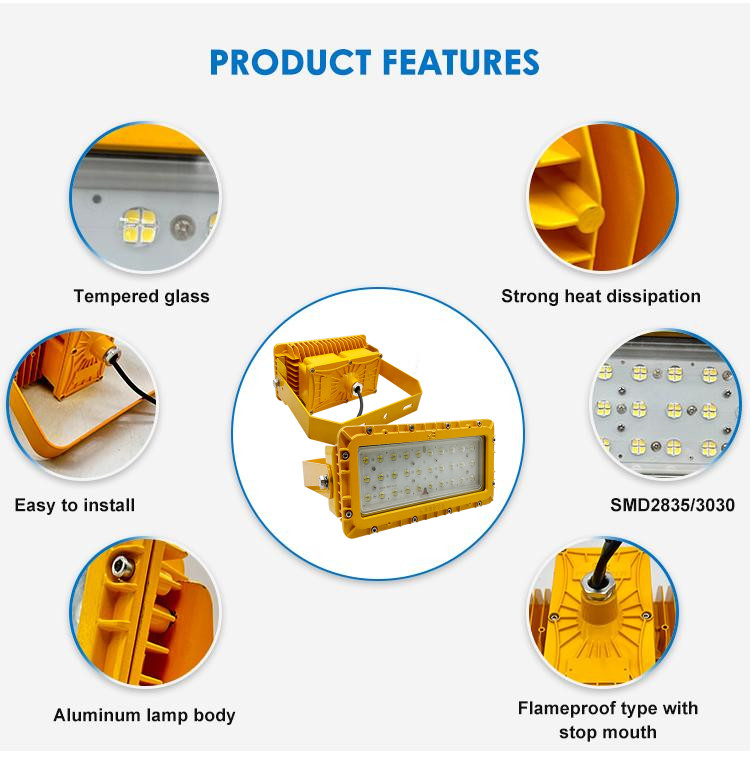 OEM ATEX Approved Led Lighting Tempered Glass Class 1 Div 1 Light Fixtures