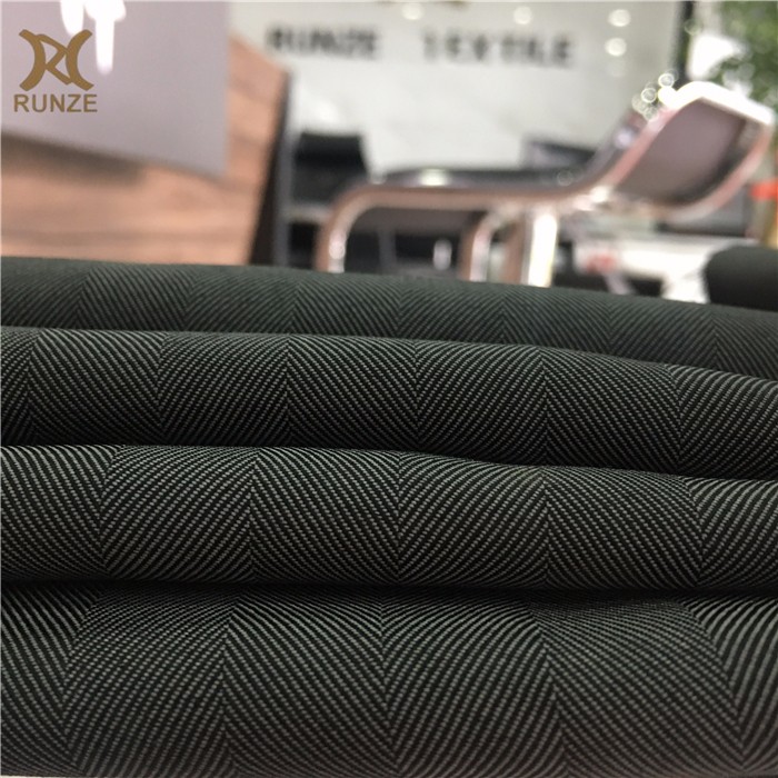 Medium Weight Black Yarn Woven Herringbone Fabric for Formal Causal Blazers 100D*100D