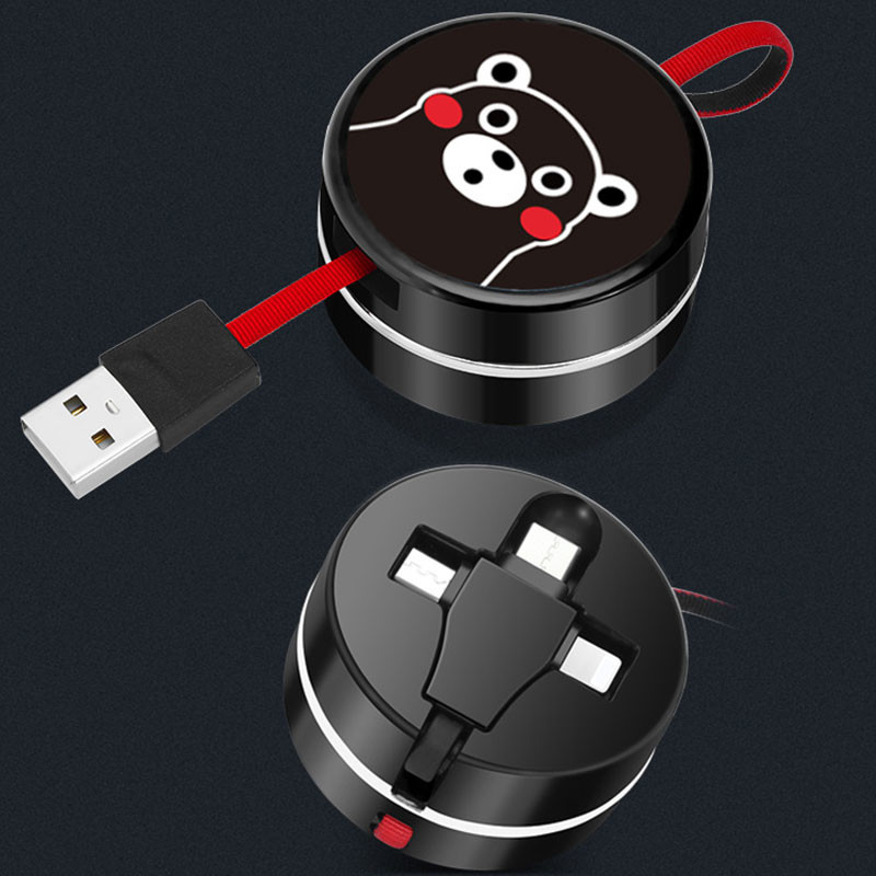3 In 1 Length 102cm Cute Phone Charger Cords Universal Retractable
