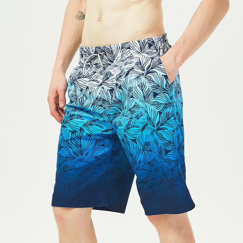 Comfortable Men's Quick Dry Beach Swim Shorts Plus Size Printed Waterproof Swim Trunks