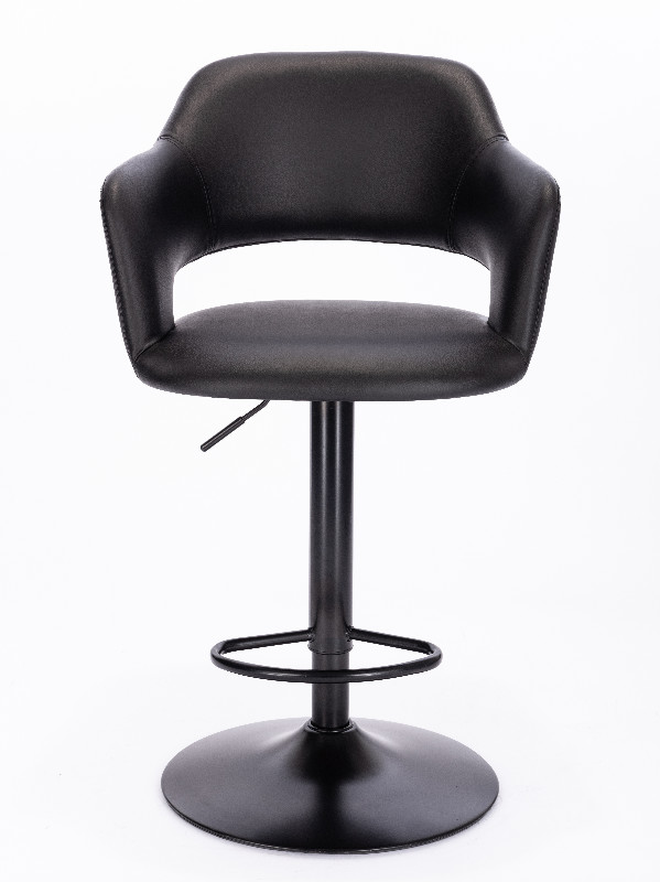 Black Swivel Bar Stool Chairs Piston Kitchen Pub Counter Upholstered Stool