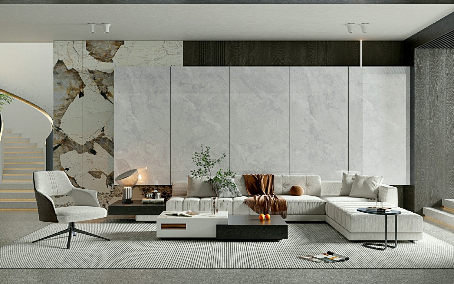 Anti-Slip No Fade Outside W.A 0.5% Floor Porcelain Glazed Polished Tile 900x1800x9mm For Shopping Mall And Kitchen