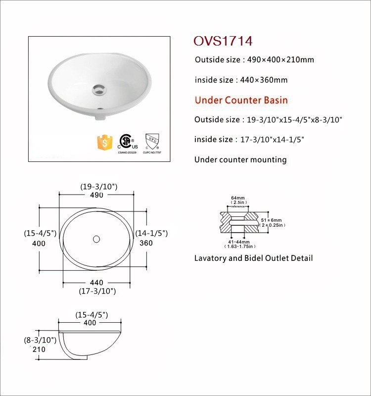 White Modern Ada Bathroom Sinks Undermount Trough Oval Ceramic 15 Inch