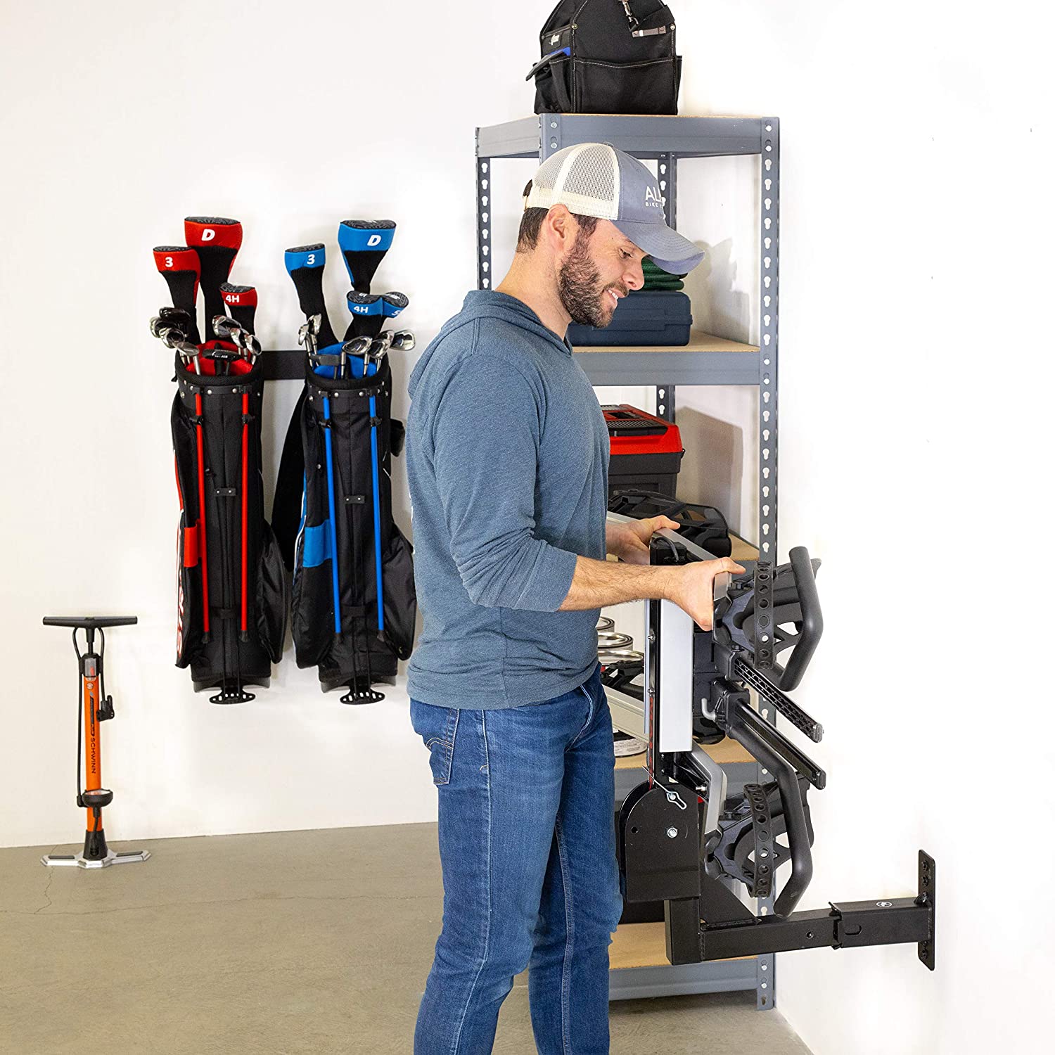 No. of Tiers Carbon Steel Bicycle Hitch Wall Mount Cargo Rack Hanging Garage Organizer 2 inch