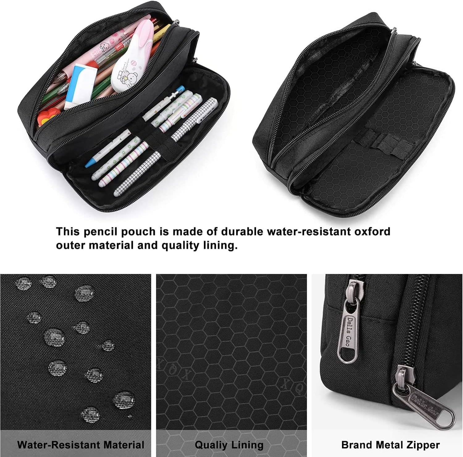 Cotton and linen 【Premium Material】:High quality cotton and linen，this pen case used the smooth zipper, it is smoother