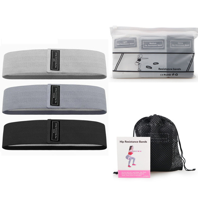8CM Width Fitness Rubber Expander Elastic Polyester 3 In 1 Resistance Exercise Band Set For Home Workout