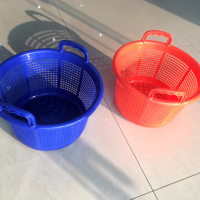 Supermarket Stackable Plastic Mesh Storage Basket For Fruit Harvest Crate Barrel 42CM
