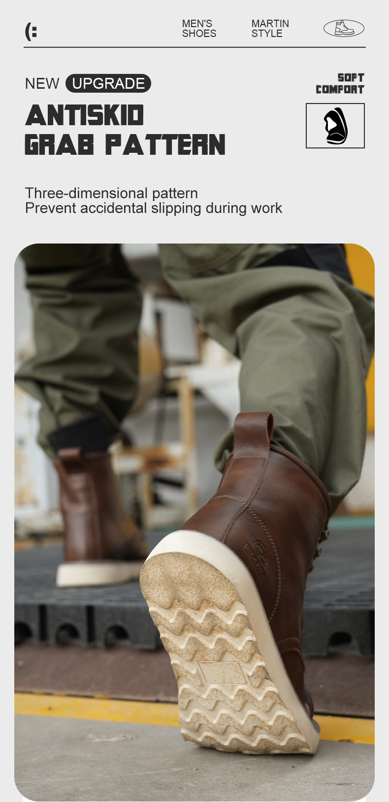Kevlar Midsole Rubber Work Shoes In Brown Cowhide For Superior Safety Features