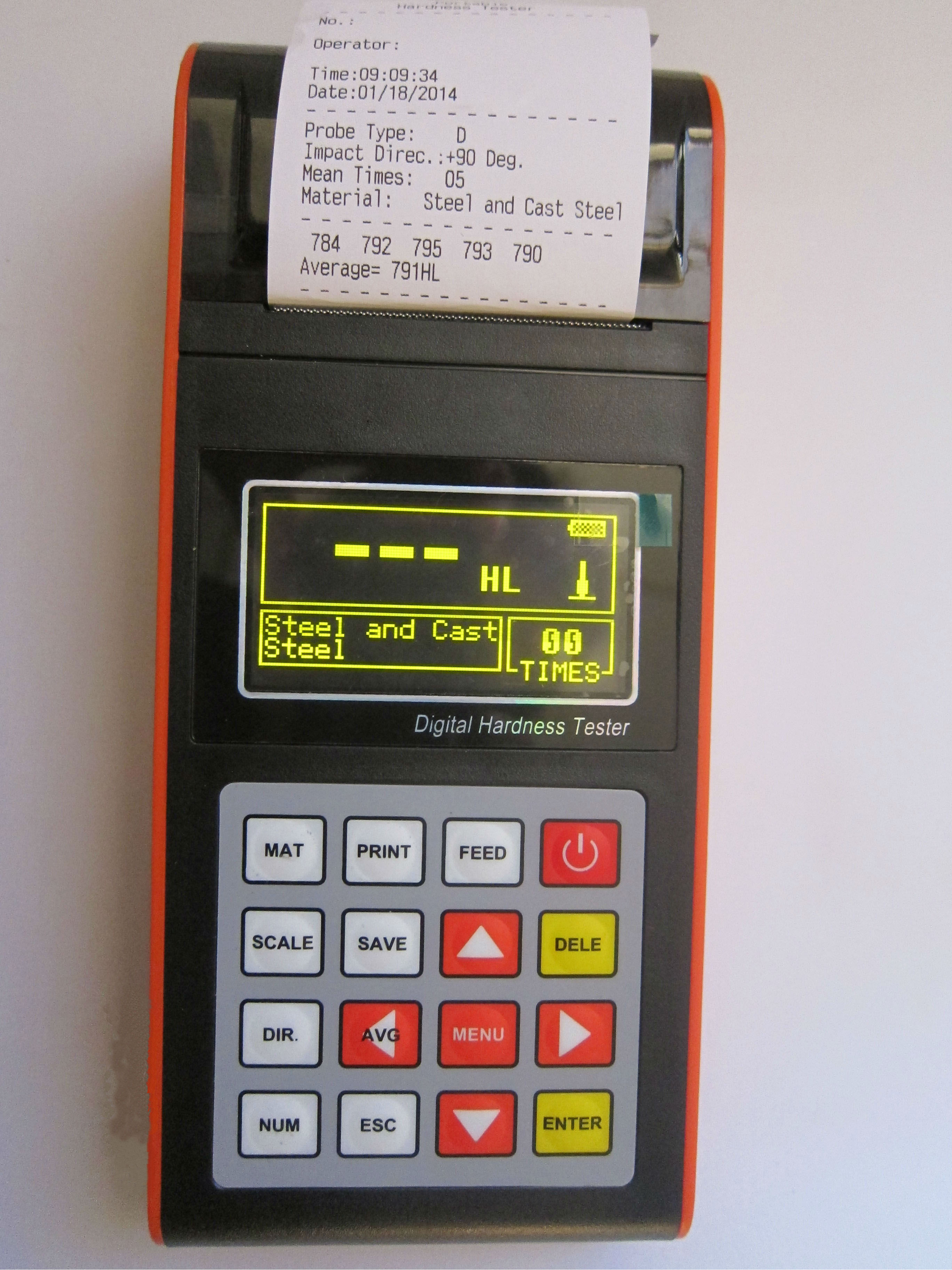 Built-in Printer Digital Portable Hardness Tester, Large Memory and LCD Display, USB Interface