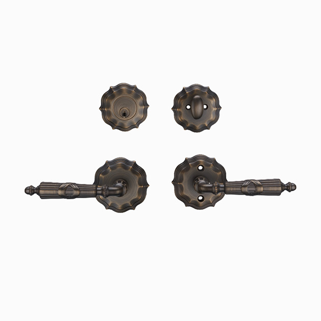 Polished Brass American Door Handles Locking Door Handle Set