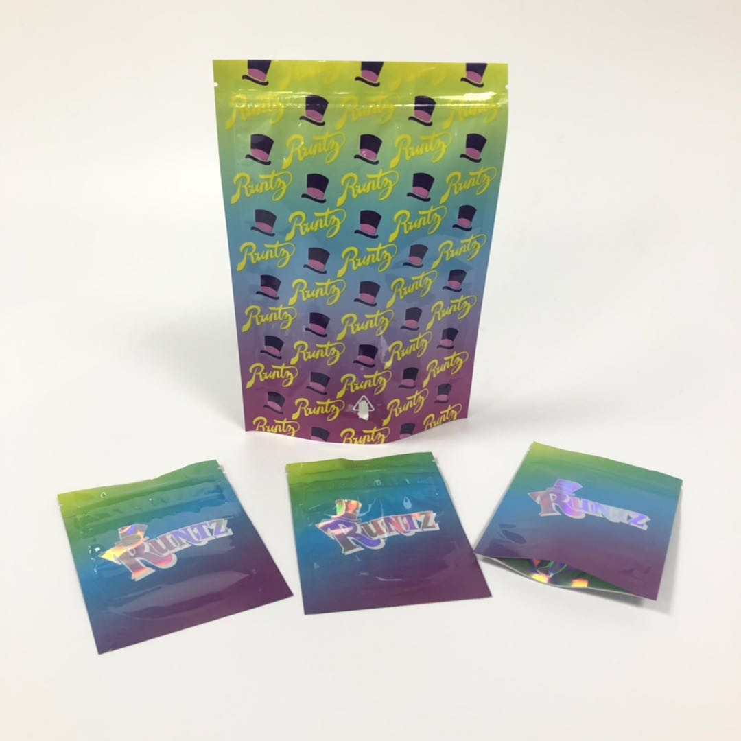 Smell Proof Holographic Runtz Zip Lock Plastic Bags Children Resistant For Capsule / Pills