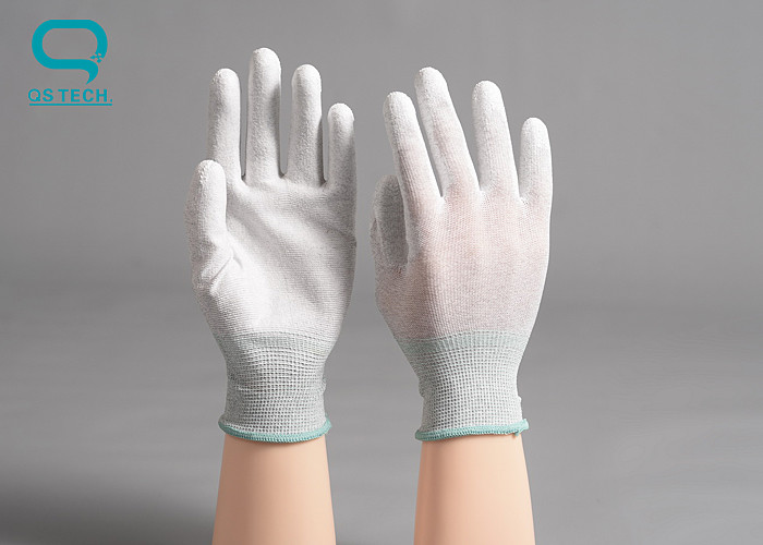 Carbon Fiber ESD PU Palm Fit Gloves For Clean Room