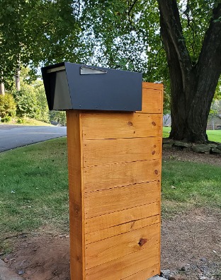 Mid Century Style Post Mount Mailbox for Garden by Surealong Modern in Black or White