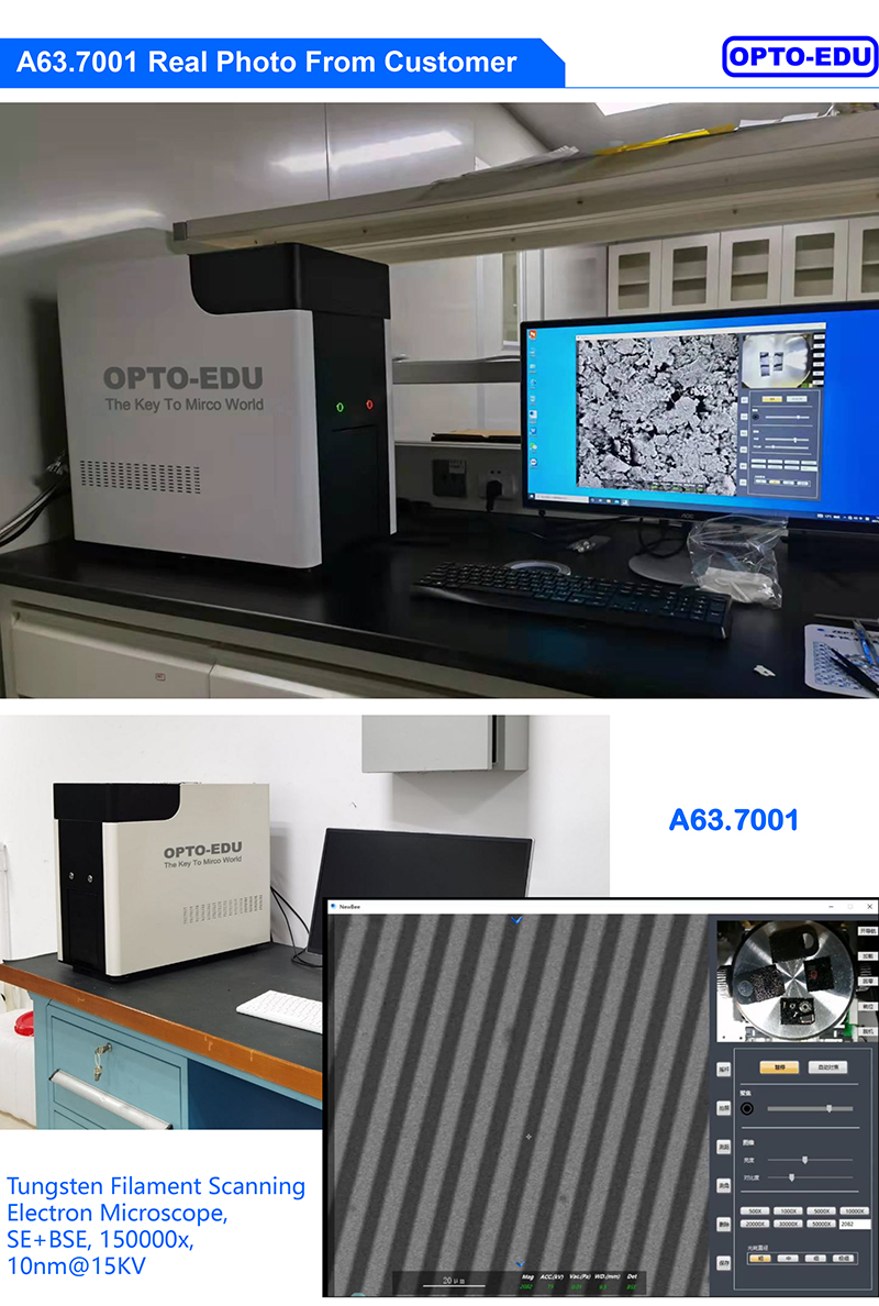 OPTO-EDU A63.7001 Tungsten Filament Scanning Electron Microscope SE BSE 150000x 10nm@15KV