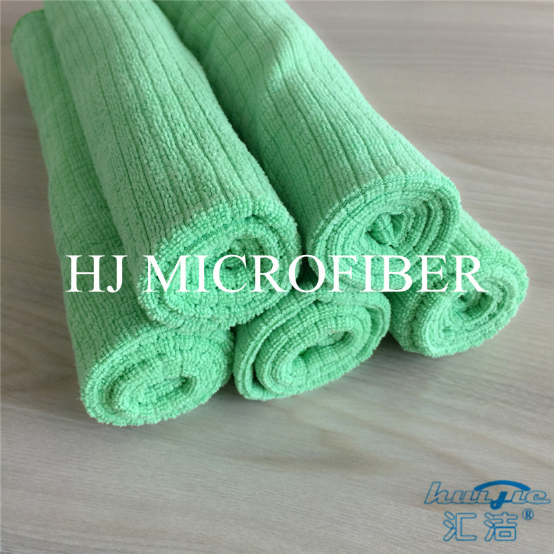 Green Color Weft Knitted 80% Polyester 20% Polyamide Small grid shaped cleaning cloth towel