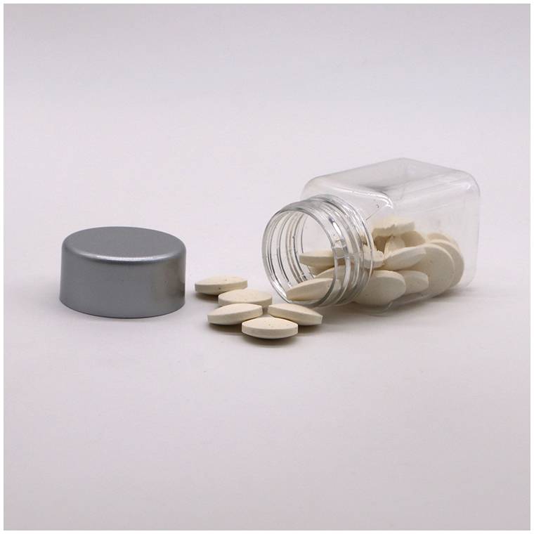 60ml PET Plastic Square Bottles with Plastic Screw Cap for Tablets Pill Capsule