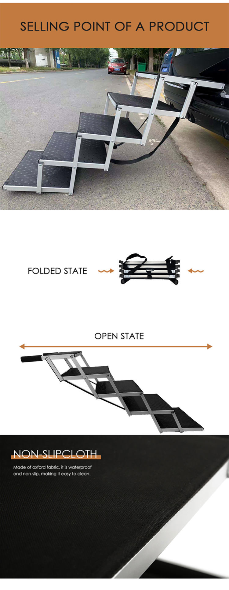 Folding Portable Aluminium Dog Stpes