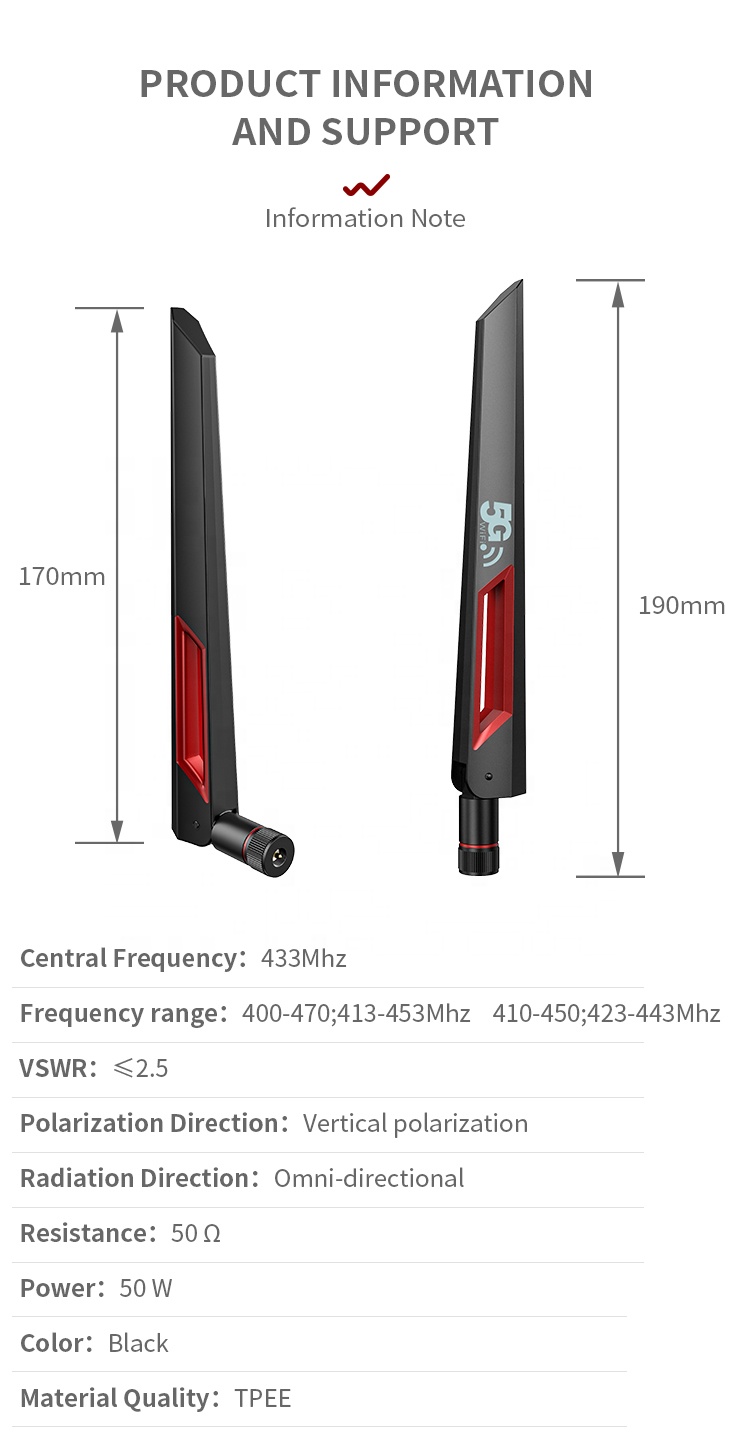 50-100W TPEE Dual Band Wifi Rubber Antenna Paddle Router WiFi Antena for Wide Coverage
