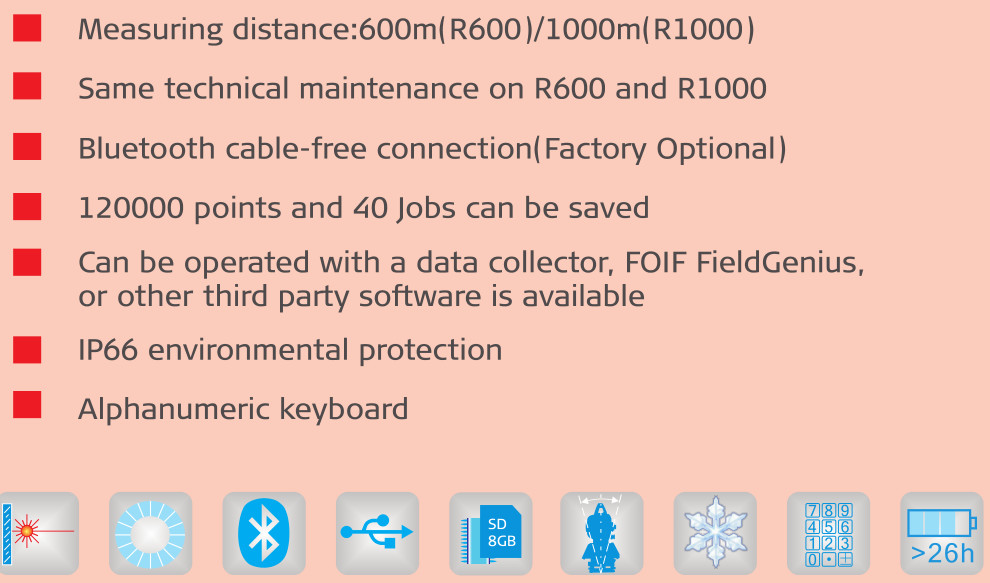 4G Internal Memory Chinese Brand 5" Accuracy Dual-Axis FOIF RTS-105R10 Total Station Price