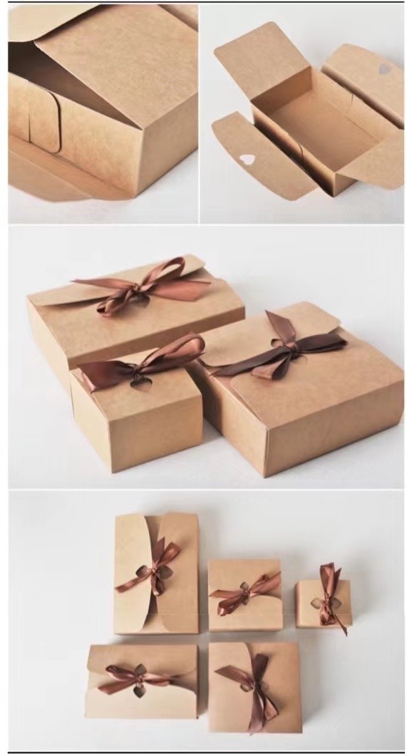 1800gsm Chocolate Kraft Paper Candy Boxes Bow Tie Wedding Party Favor Boxes