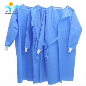 Buy cheap Disposable Blue SMS unisex hospital gowns Nonwoven With Knitted Cuff product