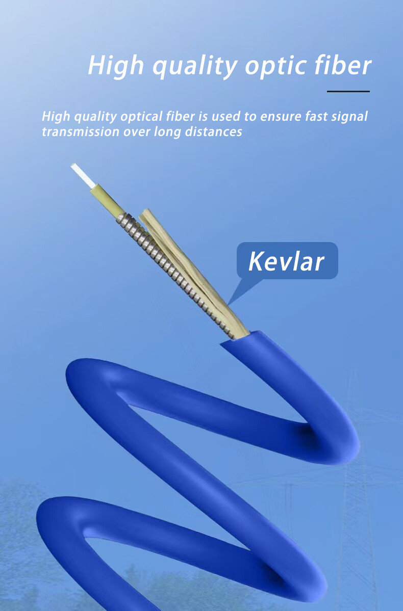 Simplex Indoor Armored Fiber Optic Cable With LSZH High Strength Tensile