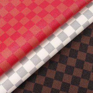 Buy cheap Printed PVC Leather For Bags Mixed Color Checkerboard Faux Leather Fabric product