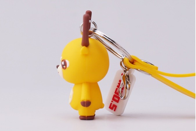 Promotional Soft PVC Rubber Miniature Key Chain and Strap With Logo Moulded In or Pad Printed On