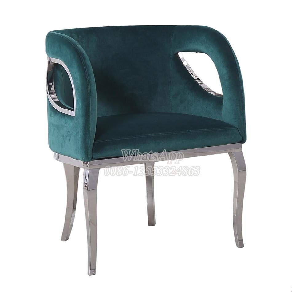 Velvet Dining Chair With Chrome Legs In Furniture Manufacturer (YS-11)