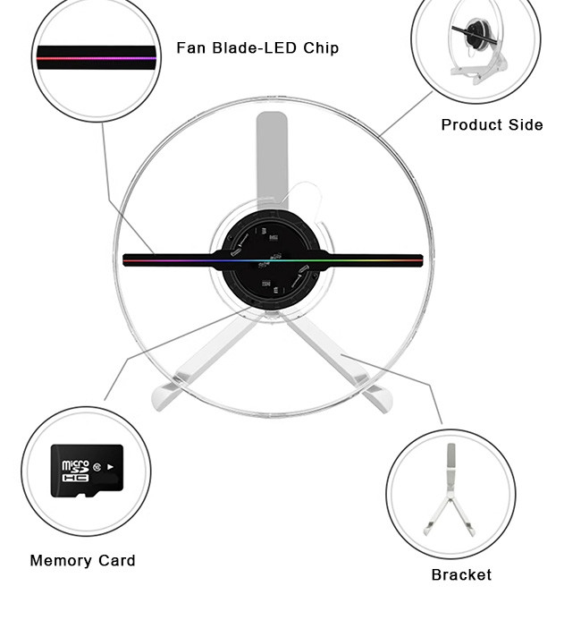 Portable 360° 3D Spinning Hologram Projector Fan 23CM 3D Holofan