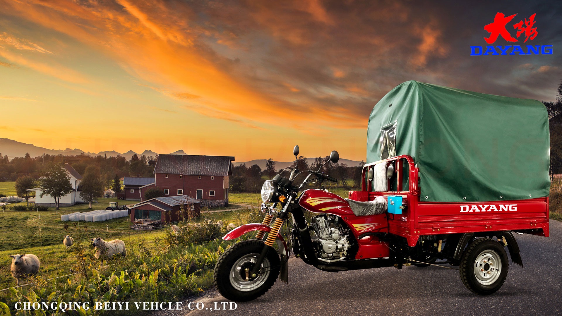 Angola Market Cargo Tricycle with 150cc/200cc/250cc Engine and 1.8*1.3 Cargo Box Size