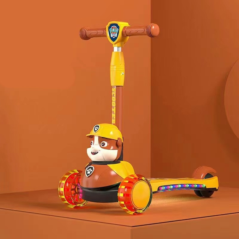 Unisex Battery-powered Children's Scooter Car with Flash Foldable and Battery-powered